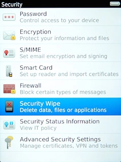 Press Security Wipe.