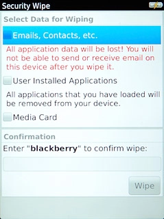 Press Emails, Contacts, etc., User Installed Applications and Media Card.