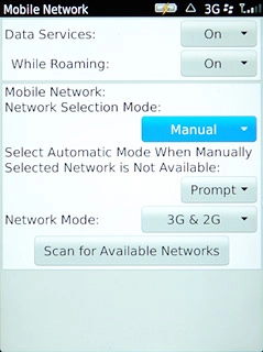 If manual network selection is turned on:Press Scan for Available Networks.