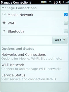 Press Mobile Network to turn flight mode on or off.When the box next to the menu item is empty, flight mode is turned off.