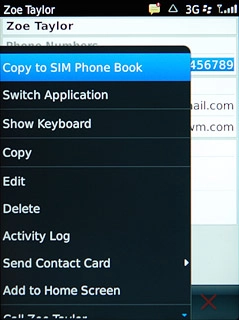Press Copy to SIM Phone Book.