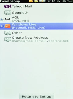 If you select Windows Live or AOL:
