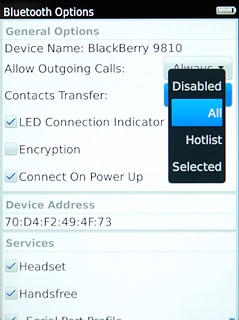 Press the required setting.