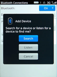 Press Search.Your phone now searches for devices and after a moment, a list of Bluetooth devices within range is displayed.