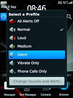 To turn on silent mode:Press Silent.