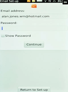 Press the field below Password and key in the password for your email account at your email provider.