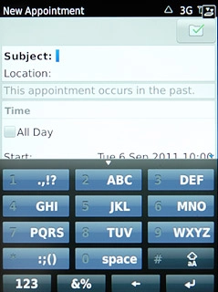 Press the field next to Subject and key in a subject for the appointment.