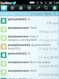 Press the status updates icon.