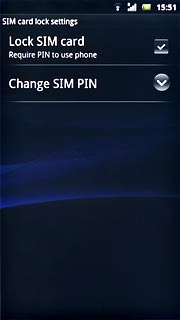 Press Lock SIM card to turn use of PIN on or off.