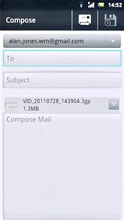 An email message containing the picture or video clip is created.Press To.