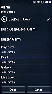 Press the different alarm tones to listen to them.