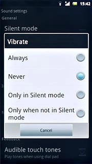 To turn off vibration:Press Never.