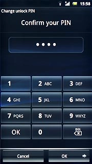 Key in the phone lock code again and press OK.