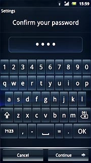 If the phone lock code is a password:Key in the current phone lock code and press Continue.
