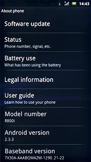 View the phone's software version below Android version.