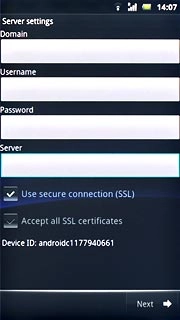 Press the field below Server and key in the server address.