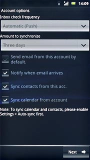 Press the drop down list below Inbox check frequency.