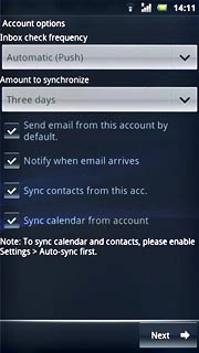 Press Notify me when email arrives to turn the function on or off.