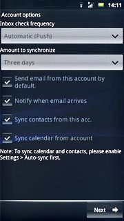Press Sync contacts from this acc. to turn the function on or off.