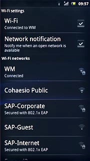 A list of Wi-Fi networks within range is displayed.Press the required Wi-Fi network.