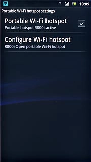 When the box next to the menu item is ticked (V), the Wi-Fi hotspot is turned on.