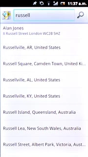Key in the required destination.Results matching what you key in are displayed.Press the required destination.