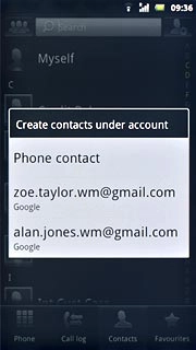 If required, press Phone contact or the required email address.
