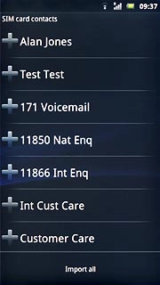 Press Import all.After a moment the contacts are copied.