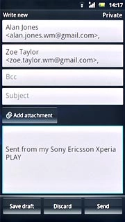 Press the text input field and write the required text.