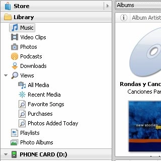Press Music below Library on the left side of the screen.