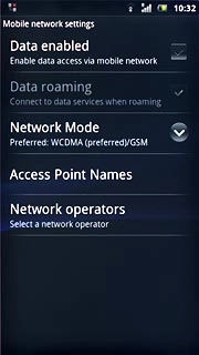 Press Data enabled to activate or deactivate data connections.