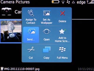 Scroll to Send... and press the Navigation key.