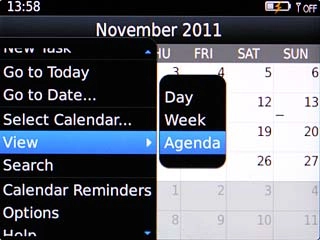 Scroll to Agenda and press the Navigation key.