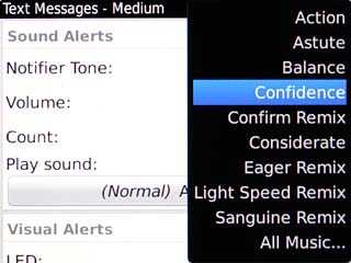 Highlight the different message tones to listen to them.