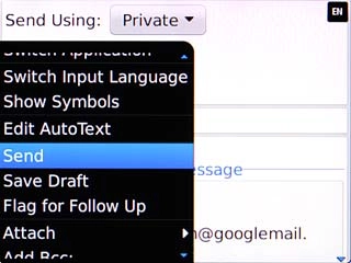 Scroll to Send and press the Navigation key.