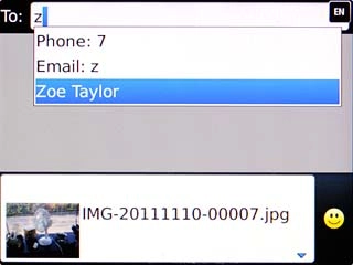 A picture message containing the picture or video clip is created.Key in the first letters of the required contact.Matching contacts are displayed.Highlight the required contact and press the Navigation key.