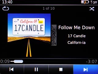 To go to the next audio file:Scroll to arrow right and press the Navigation key.