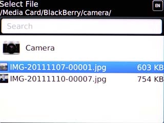 Scroll to the required file and press the Navigation key.