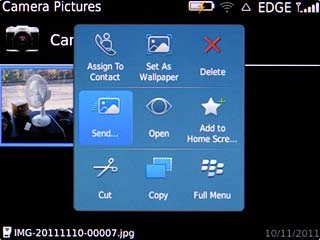 Scroll to Send... and press the Navigation key.