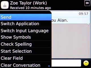 Scroll to Send and press the Navigation key.