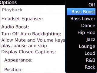 Highlight the required sound quality and press the Navigation key.