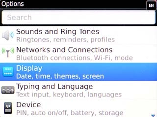 Scroll to Display and press the Navigation key.