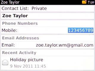 Highlight the required number and press the Navigation key.