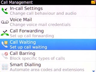 Scroll to Call Waiting and press the Navigation key.