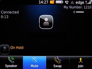 Your calls are displayed on a list and the call on hold is indicated by On Hold.