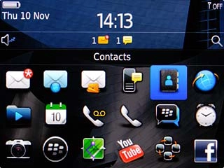 Scroll to Contacts and press the Navigation key.