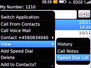 Scroll to Speed Dial List and press the Navigation key.