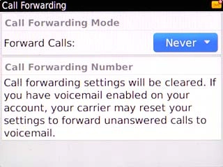 Scroll to Forward Calls and press the Navigation key.