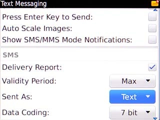 Scroll to Sent As and press the Navigation key.