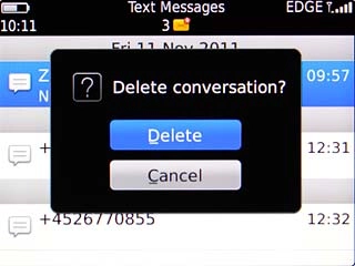 Scroll to Delete and press the Navigation key to confirm.